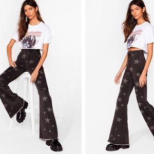 Nasty Gal Black Star Flare Jeans